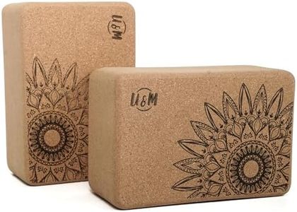 U&M Cork Yoga Blocks 2 Pack Set,Natural Cork High Density 9"x6"x4" Yoga Blocks Odor-Resistant Non-Slip for Yoga, General Fitness, Pilates, Stretching and Toning