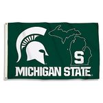 BSI PRODUCTS, INC. - Michigan State Spartans 3’x5’ Flag with Heavy-Duty Brass Grommets - MSU Football and Basketball Pride - High Durability - Designed for Indoor or Outdoor Use - Great Gift Idea