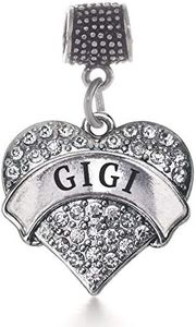 Inspired Silver - Gigi Memory Charm for Women - Silver Pave Heart Charm for Bracelet with Cubic Zirconia Jewelry