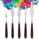 KELIFANG 5 Pieces Painting Knives Stainless Steel Palette Knife Set, Paint Scraper Oil Paint Accessories for Oil Painting, Acrylic Painting, Color Mixing and Thick Paint Applications