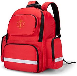 Trunab First Responder Bag Trauma Backpack Empty, Medical Emergency Kits Storage Jump Bag Pack, Red, 1 Count (Pack of 1), Backpack