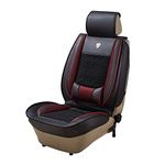 JSCARLIFE PU Leather Auto Car Seat Covers Universal Car Seat Cover Cushion Back Support Waist Massage (Black)