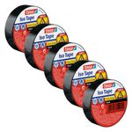 tesa Insulating Tape - 5-Pack - Self-Adhesive Insulating Tape, Heat-Resistant - for Insulating, Repairing and Bundling - 5X 10 m:15mm - Black