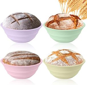 Ycgcp 4Pcs Silicone Bread Proofing Baskets, 9" Collapsible Sourdough Bread Baking Supplies Non-Stick Round Dough Proofing Bowl Containers Oven Safe for Various Tastes Bread Making-BPA Free
