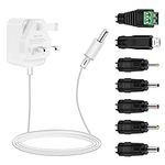 5V 1A 2A Power Supply, Dalugo Universal AC to DC Power Adapter with 7 DC Multi-Plug Connectors, 10W DC Wall Charger for LED Strip Lights,Audio,TV Box,Speaker,Router,Video Android Tablet(White)