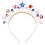 American Flag Headband 4th of July Star Hairband for Women Independence Day Patriotic Headpiece Costume Hair Accessory Party Favors (Rhinestone)