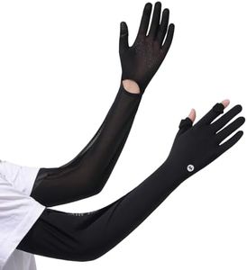 apaepr Driving Gloves - UV Protection, Full Finger Arm Sleeve, Sun Protection, Thin Touchscreen Gloves for Women (Black, One Size)