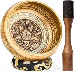 Hihealer Tibetan Singing Bowls, Meditation Sound Bowls Handcrafted in Nepal for Yoga, Chakra Healing, Mindfulness Self Care Spiritual Gifts for Women and Men (Black(Buddha), 6 inch)