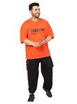 CHKOKKO Men PlusSize Casual Summer Track Suit Co-ord Sets Orange 3XL