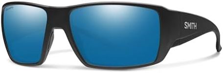 SMITH Guide’s Choice XL Sunglasses – Extra Large Performance Sports Active Sunglasses for Biking, Fishing & More – For Men & Women – Matte Black + Blue ChromaPop Glass Polarized Mirror Lenses