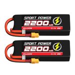 Hilldow 3S Lipo Battery 11.1V 65C 2200mAh Lipos Battery Rechargeable with XT60 Plug for RC Models Airplane Helicopter UAV Remote Control Quadcopter Drone FPV(2 Packs)