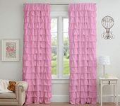 Dekor World 2 Piece Cotton Pink Ultimate Ruffle Rod Pocket Curtain Set (Door Curtain- 110x215cm or 4x7Feet or 42x84 Inches) for Bedroom and Living Room