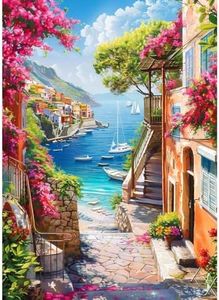 CEOVR Diamond Painting Kits Adults, Landscape Diamond Painting, Flowers Diamond Painting Pictures, 30 x 40 cm Diamond Painting Set, Diamond Painting Adults, Coastal Path