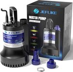 JEFLIKE 1/3HP Sump Pump Submersible,Pond Pump 2450GPH,Portable Utility Pump with Universal Hose Adapter,Draining Tool for Swimspa,Basement,Tub, and Septic Tank Drainage