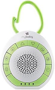 myBaby Soundspa On‐the‐Go, Plays 4 Soothing Sounds, Adjustable Volume Control, Adjustable Clip for Strollers, Diaper Bags, Car Seats, Small and Lightweight, Auto Timer, MYB‐S115