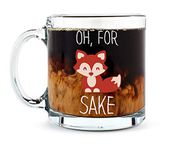 Oh, For Fox Sake - Funny Coffee Mug - 13OZ Glass Coffee Mug - Mugs For Women, Boss, Friend, Employee, or Spouse - Perfect Birthday Idea - By AW Fashions