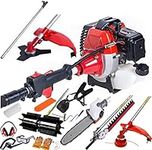 Dealourus 5 in 1 Multi Function Garden Tool Petrol Strimmer Brush Cutter Chainsaw hedge trimmer pruner power sweeper broom extension pole