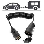 3M 7 Pin Trailer Extension Coiled Cable with Trailer Adapter Plug Socket Connector 12V 7 Core Trailer Extension Lead Towing Adapter Cable Trailer for Towing Caravan Truck Male to Female