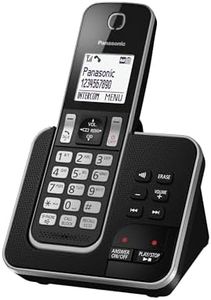 Panasonic KX-TGD620 Cordless Home Phone with dedicated call block key for easy call block registration, and Digital Answering Machine - Black and Silver