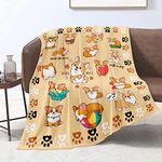 Corgi Blanket for Women Cute Corgi Dog Throw Blankets Cartoon Corgi Print Flannel Fleece Blankets Plush Blanket Gifts for Dog Lovers Kids Adult All Season Couch Sofa Bedding, 150cm x 200cm