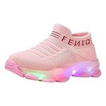 Toddler Boys Light Up Shoes, Lightweight Breathable Anti-Slip, Led Flashing Sport Sneakers for Toddler/Little Girls, Pink, 8 Toddler