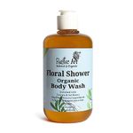 Rustic Art Floral Shower Body Wash Liquid | Sulphate & Paraben free Castile Soap | Moisturizing & Nourishing & Gentle Exfoliation | For Women & Men | 300ml