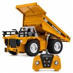 PLUSPOINT Mini RC Dumper Truck for Kids – 1:64 Scale Die-Cast Metal Construction Vehicle with Remote Control, Realistic Simulation Styling & Durable Rubber Tires