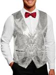 COOFANDY Men's Sequins Vest Slim Fit Christmas Party Vest Shiny Dress Waistcoat for Wedding, 80s 90s Prom,Events