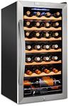 SCHMÉCKÉ 28 Bottle Compressor Wine Cooler Refrigerator w/Lock - Large Freestanding Wine Cellar For Red, White, Champagne or Sparkling Wine - 41f-64f Digital Temperature Control Fridge Stainless Steel