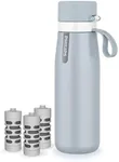 PHILIPS Insulated Stainless Steel Filtered Water Bottle with 3 Philips GoZero Everyday Tap Water Filters BPA Free Transform Tap Water into Healthy Tastier Water Keep Drink Hot/Cold, 18.6 oz, Blue