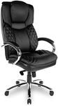 Halter Executive Bonded Leather Office Chair with High Back, Swivel Motion, Adjustable Height, Caster Wheels, and Lumbar Support for Ergonomic Computer Desk Seating, Black