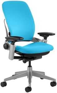 Steelcase Leap Office Chair V2 - Ergonomic Work Chair with Wheels for Carpet Flooring - Work Chair Supports Unique Body Shape - with Natural Glide System & Liveback Technology - Blue Jay Fabric