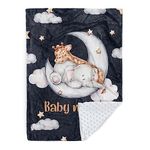 Personalized Baby Blanket for Boys, Custom Baby Blanket with Name, Soft Flannel with Double Layer Dotted Backing, Receiving Swaddle Blanket Suitable for Infants and Toddler(30”x40)