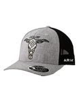 ARIAT Longhorn Gray Baseball Cap - Western Men's Trucker Hat One Size, Grey, One size