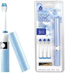 Pursonic Portable Sonic Toothbrush Battery Operated, Battery Included, 3 Brush Heads Included, 22,000 Strokes Per Minute, Brush On The Go (Blue)