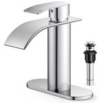 FORIOUS Bathroom Faucet, Single Handle Bathroom Faucet, Bathroom Sink Faucet Stainless Steel Single Hole Lavatory Faucet, Bathroom Vanity Faucet with Pop Up Drain (One or 3 Hole), Chrome