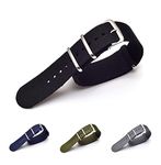 vinanth enterprises NATO Nylon Watch Band/Watch Strap - Multicolor with Stainless Steel Buckle (Black, 22)