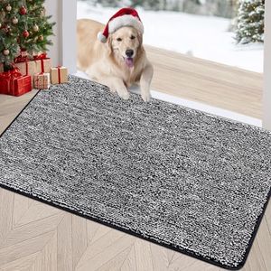 REFETONE Indoor Doormat, Front Door Mat 36"x59" Absorbent Rubber Backing Non Slip Back Door Mats, Washable Low-Profile Inside Floor Mat Door Rugs for Entryway, Resist Dirt Mud Mat for Dogs, Black
