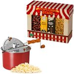 Original Whirley Pop Starter Pack - Wabash Valley Farms Old Fashion Popcorn Kit, Whirley Pop Popcorn Maker With Kernels, Popcorn Oil, and Butter Popcorn Topping, Movie Night Gift Sets (Metal Gear-Red)