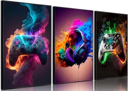 BGFCE Gaming Room Decor Wall Art, Video Gaming Theme Decor Gaming Room Wall Art, Gaming Canvas Posters for Teen Boys Room Unframed 12x16in Set of 3