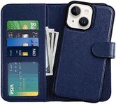 DorisMax for iPhone 14 Wallet Case,Detachable Flip Folio Cover RFID Blocking 4 Card Slots Holder Premium PU Leather Magnetic Kickstand Protective Phone Case for iPhone 14 6.1" Dark Blue Color