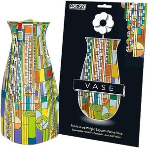 MODGY Expandable Flower Vase, Plastic Decorative Modern Foldable Printed Vases for Centerpieces for Wedding, Dining Table, Home Decor, Living Room, Bathroom, Frank Lloyd Wright, Saguaro
