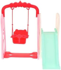 Mllxon Miniature Dollhouse Swing Set,Mini Swing and Slide Toy,Dollhouse Landscape Ornament Mini Playground Accessories(Random Color)