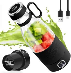 Portable Blender, MIAOKE 6 Blades Juicer Cup for Juice Shakes and Smoothies 350ml Mini Blender with Led Display Usb Rechargeable,3000Mah Rechargeable Battery, for Home Sports Outdoors Travel-Black