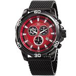 Joshua & Sons Men's Chronograph Watch - 3 Multifunction Subdials with Date Window On Textured Dial - Stainless Steel Mesh Bracelet - JX123