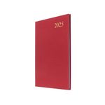 Collins Essential 2025 Eco Friendly Diary - A5 Week to View Business Planner with Leathergrain Hardback Cover and Recycled Paper - Red - E-ESSA53.15-25