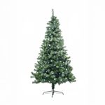 7ft/2.1m Pre-Lit Artificial Christmas Tree Alaskan Pine Green 800 Tips - 200 Cool White LEDs Metal Stand Xmas Home Decorations