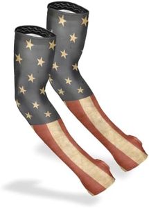 FARMER'S DEFENSE Gardening Arm Sleeves|UV Cooling Protective Sleeve Women & Men|Anti-Scratch Cover Sun UPF Outdoor Protection - Rustic Flag - XS