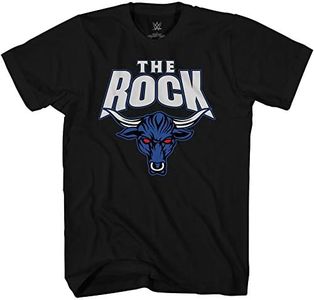 WWE Mens The Rock Shirt - The Brahma Bull Superstar Tee - World Wrestling Champion T-Shirt (Black, Medium)