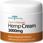 Medical Miracles Hemp Relief Cream - Ideal for Muscles, Joints, Neck, Back, Elbows, Hands, Feet, and Knees - Proudly Made in USA (3000mg)